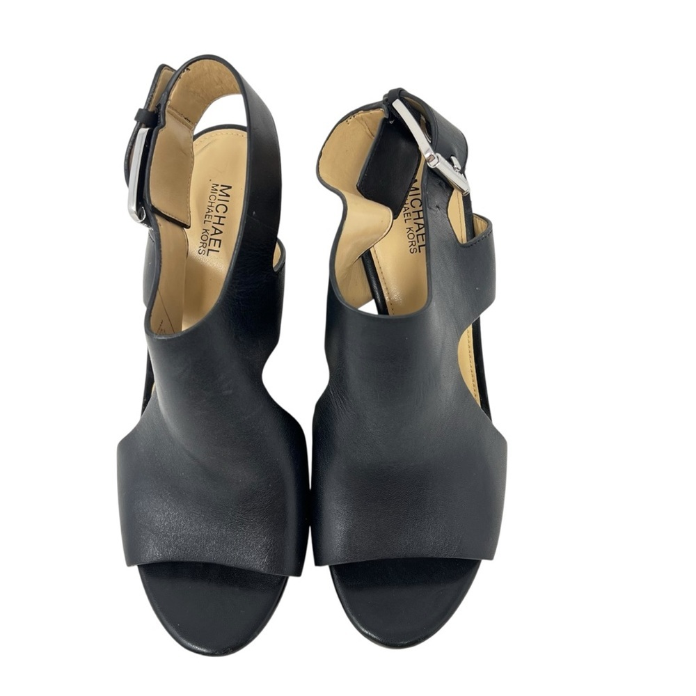 Michael Kors Black and Tan Wedge Sandals - Picture 5 of 9